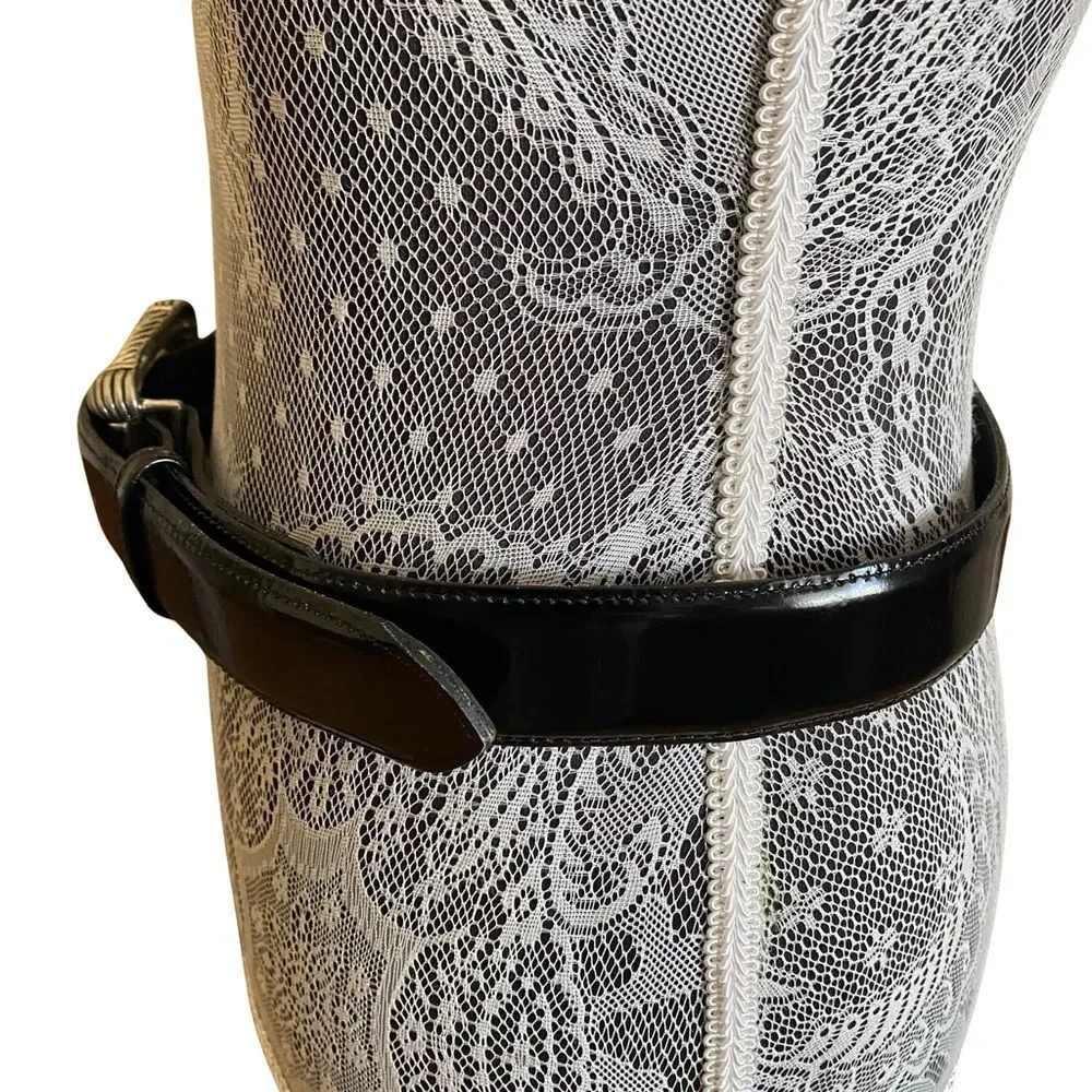 Vintage Vincenza Genuine Italian Calfskin Belt With Silver Tone Buckle Black
